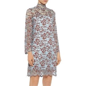 NWT Ganni Flynn Floral Lace Dress Blue Wedding Guest Maximalist‎ Formal Size M